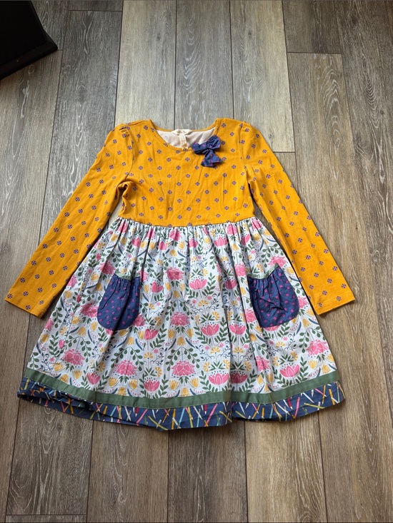 Matilda Jane Other - Matilda Jane Mustard Yellow and Floral Print Long Sleeve Dress